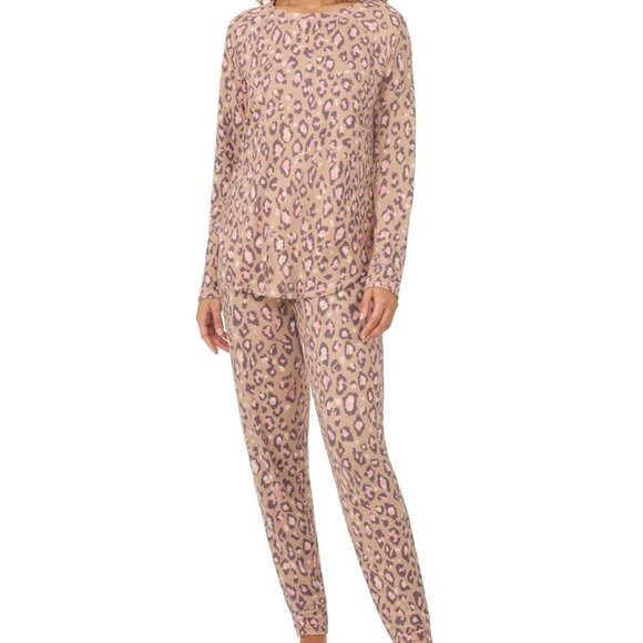 #48 Cuddl Duds LEOPARD Women S 2-Pc. Printed Jogger Pajamas Set US Medium - Picture 1 of 1